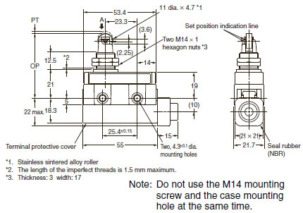 ZC-[]55 Enclosed Switch/Dimensions | OMRON Industrial Automation